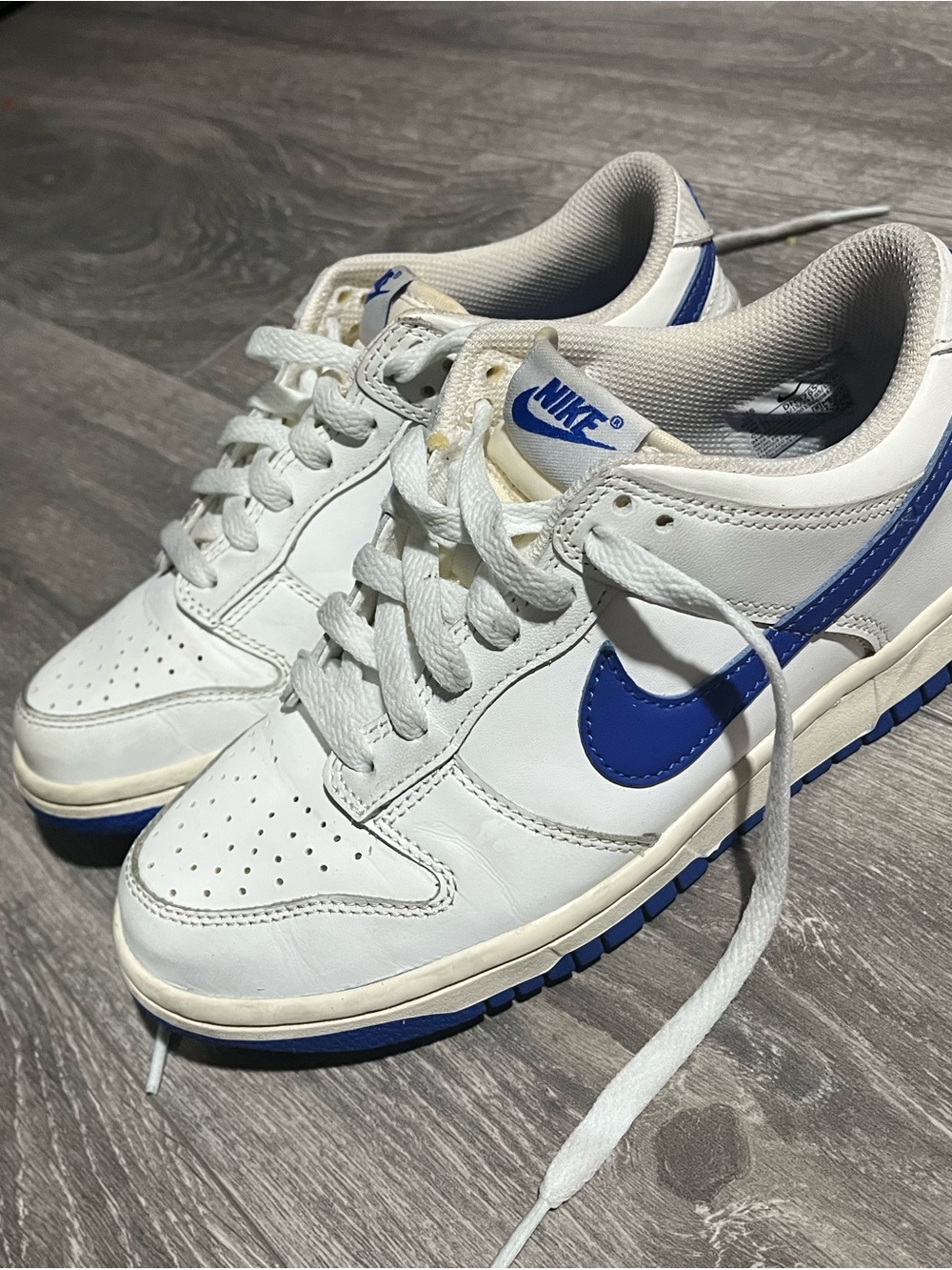 Nike White and Blue Kids Low-Top Sneakers